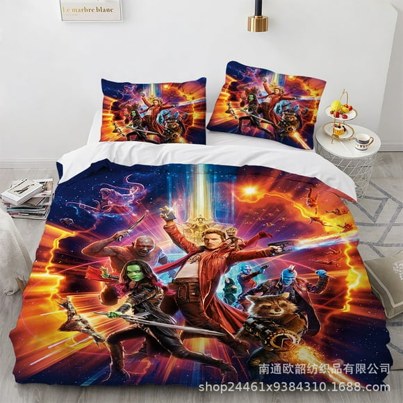 Guardians Of The Galaxy Bedding Quilt Cover, Three-Piece Set, Soft Microfiber, 3D Printed Duvet Cover-Youyoupin