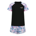 thumbnail image 3 of zdhoor Big Girls Rash Guard Tankini Set Camouflage Short Sleeve Shirt Top with Shorts Sun Protection Black XL, 3 of 7