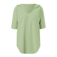 thumbnail image 5 of Graphic Tennis Tees for Women T-Shirts Women's Solid Color Summer Knit Short Sleeve Hooded Sweatshirt with for Everyday Comfort Stylish Relaxed Fit Gray XL, 5 of 5