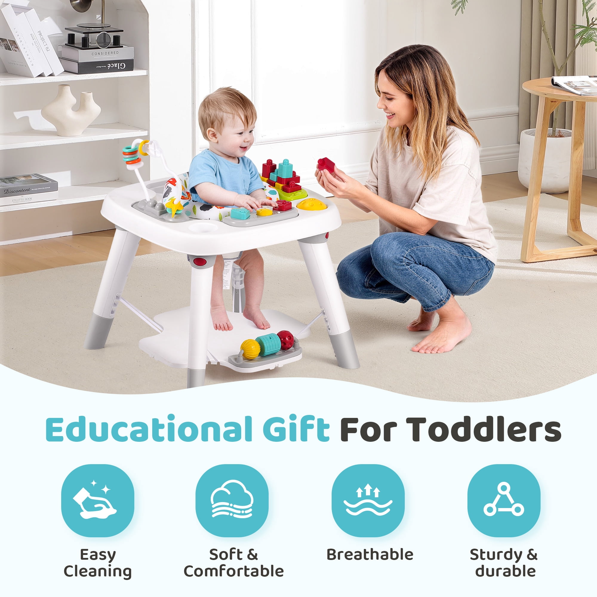 Babyeap 6-in-1 Baby Activity Center,Infant Activity Center Jumper with Detachable Toys and Music,6 Months +