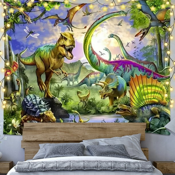 Tapiz de bosque de dinosaurios, alfombras para colgar en la pared, alfombra decorativa para el hogar, 145x130cm