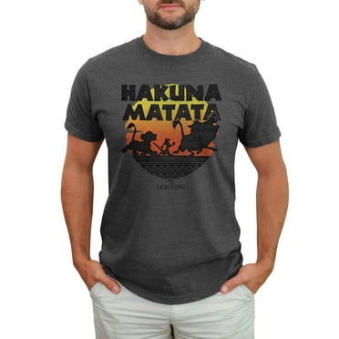 Men's Lion King Hakuna Matata Sunset Circle  Graphic Tee Charcoal Heather 4X Large