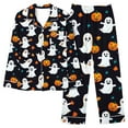 thumbnail image 2 of Ruimatai Women's Halloween Print Pajama Set with Pockets, Soft Comfy Long Sleeve Sleepwear, Floral Casual Loungewear, Black Cotton, 2 of 6