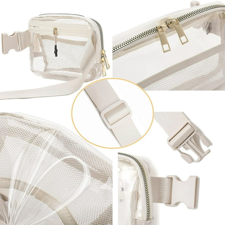 Clear Crossbody Belt Bag With Faux Leather Trim - One Main Body
