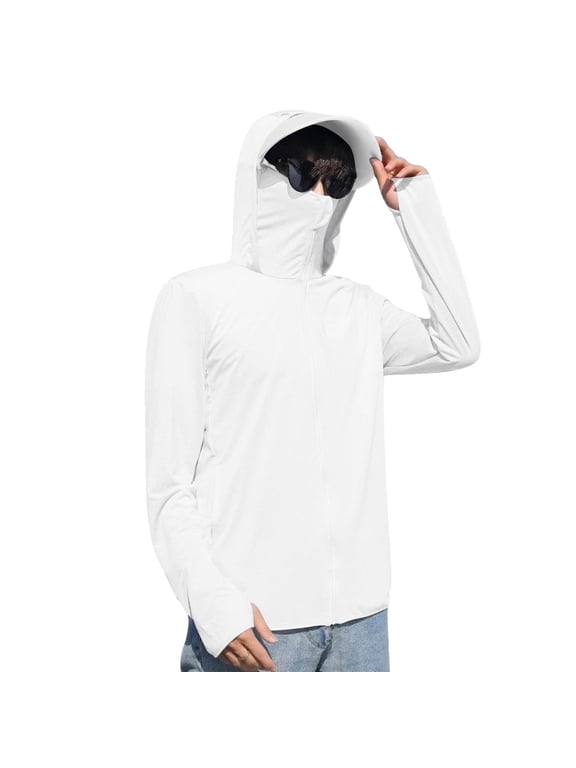 hotojiny Big and Tall Mens UPF 50+ Hoodie Full Zip Sun Protection Jacket with Thumb Holes Cooling Outdoor Fishing Hiking Sun Shirts
