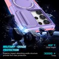 thumbnail image 5 of Case for Samsung Galaxy S24 Ultra, with Sliding Camera Cover, with Rotating Finger Ring Holder Magnetic Bracket Hybrid Hand Grip Protective Shockproof Phone Case Cover for S24 Ultra - Purple, 5 of 9