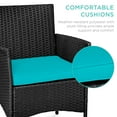 thumbnail image 5 of Best Choice Products 3-Piece Outdoor Wicker Conversation Patio Bistro Set, w/ 2 Chairs, Table - Black/Teal, 5 of 8