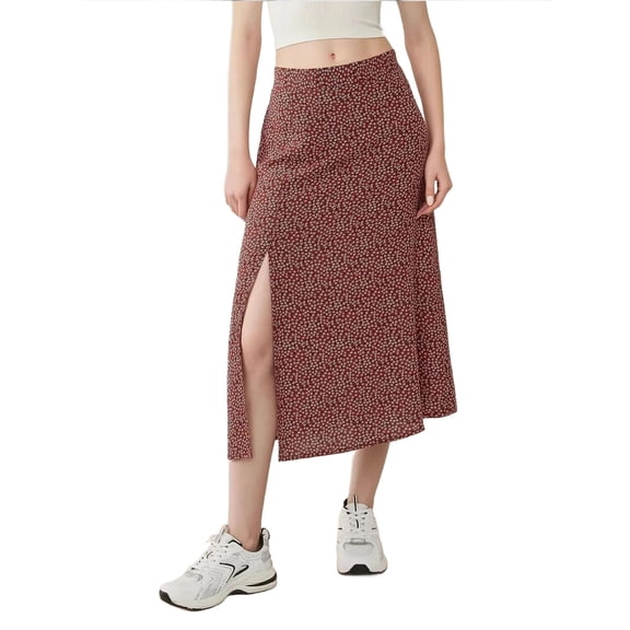 Floral High Waist Midi Skirt