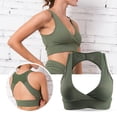 thumbnail image 4 of Sujetador deportivo para correr para mujer, ropa deportiva transpirable de secado rápido (verde militar L), 4 of 8