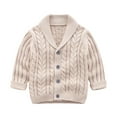 thumbnail image 2 of Toddler Boys Sweater Cardigans Button Up Shawl Collar Knitted Jacket Coat Kids Fall Winter Casual Outerwear (9 Months, Khaki), 2 of 4