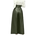 thumbnail image 2 of Cutuoiiu Women's Fashion Solid Color High Waist Pleated Side Zipper Wide Leg Pleather Pants with Pockets Gifts, 2 of 6