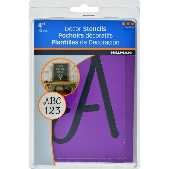 Hillman Group 840244 4 in. Script Stencils Letters & Numbers - 5 Piece