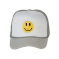 thumbnail image 1 of Gravity Threads Smile Face Embroidery Adjustable Trucker Hat - Smile - White/Grey, 1 of 2