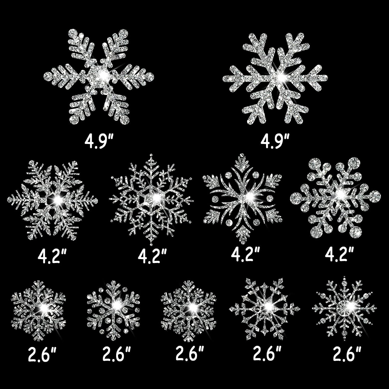 Glitter Snowflake Window Clings, 147PCS Silver Sparkling Christmas Window Clings Winter Wonderland Decorations for Home Christmas Party (Glitter Snowflake)