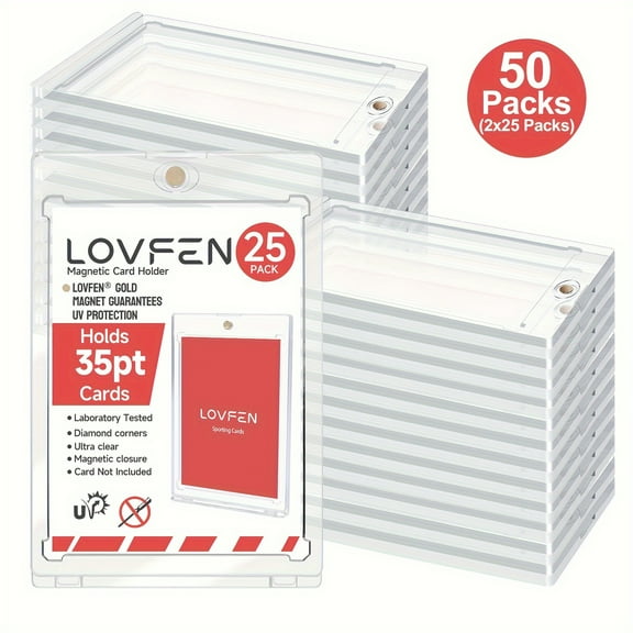 LOVFE 50ct Magnetic Card Holder for Trading Cards, 35pt One Touch Card Holder, Card Protectors Hard Plastic, Magnetic Card Case for Sports Card, Baseball Card Holders, Display Case for Standard Card