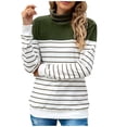 thumbnail image 2 of EGNMCR Pull Col Roulé pour Femmes, Pulls pour Femmes Mode Rayé Col Montant Manches Longues Pull Tops Pull pour Femmes, 2 of 5