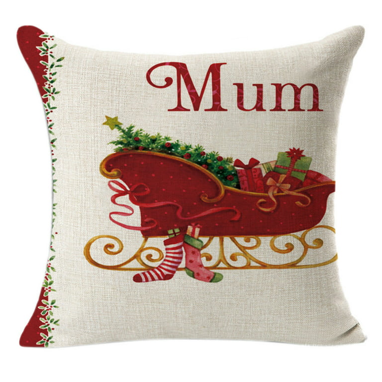 FENZA Custom Christmas Pillow Covers for Family, Linen Double Side Pri