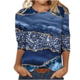 thumbnail image 2 of Women Summer Tops 2024 3/4 Length Sleeve Fashion Printed Round Neck Plus Size Top T-Shirt 50% Off Clearance!, 2 of 5