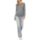 thumbnail image 2 of Suéter de manga raglán larga INSPIRE CHIC para mujeres, 2025 Otoño Invierno, camiseta básica de punto acanalado, atuendos M Gris, 2 of 6