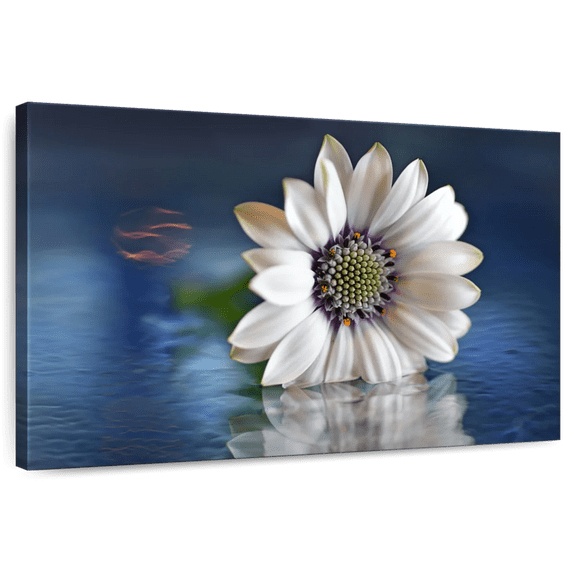 Elephant Stock Resting In Water Wall Art - Horizontal Canvas Wall Art - Living Room Wall Decor - Floral And Botanical Canvas - Blue And Gray Decor By Heidi Westum - 12" x 8"