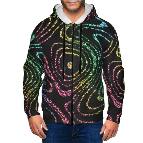 Naloa Rainbow Glitter Men’s Hoodies, Zip up Hoodie, Sweatshirts,Hoodies for Men Sizes S-3XL-Small