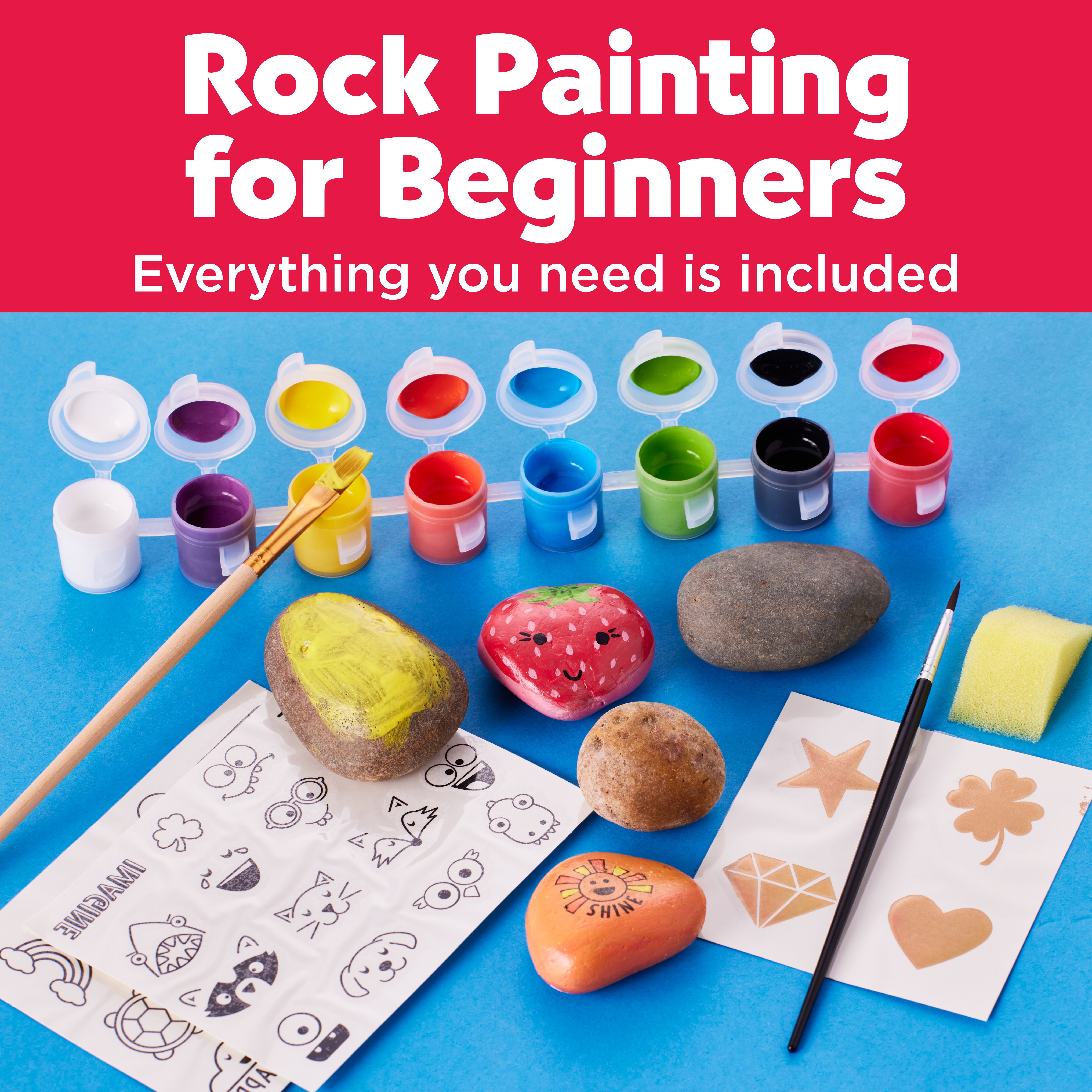 Rock Painting Kit for Kids Ages 4-8 Supplies for Painting Rocks Hide and  Seek Painting Kit for Kids 9-12 Arts and Crafts Painting Gifts for Girls  Boys