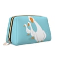 thumbnail image 2 of Picia Three White Geese Print Leather Makeup Bag Make Up Bag Travel Toiletry Bag for Her Girlfriend Teacher Teen Girl Gifts, 2 of 8