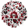 thumbnail image 2 of 35pcs Gothic Stickers Skull Decals Floral Stickers Horror Vinyl for Suitcases Laptops Guitars, 2 of 9