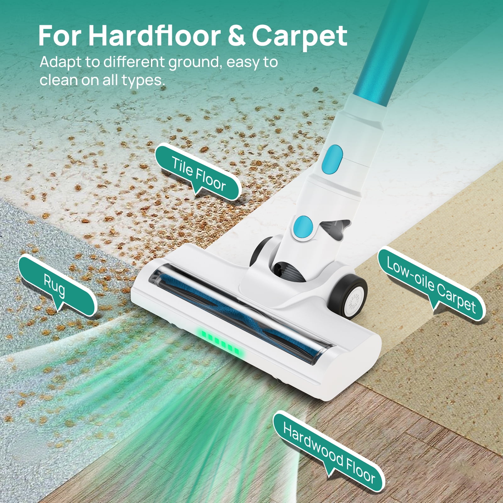 MOOSOO Cordless Stick Vacuum Cleaner, Lightweight Vacuum Cleaner for Wood Floor Pet Hair