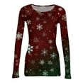 thumbnail image 5 of Christmas Graphic T-Shirt for Women Long Sleeve - Soft Slim Fit Crewneck Top, Cute Holiday Print Casual Tee, 5 of 7