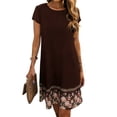thumbnail image 2 of Taqqpue Women Summer Dress Casual Solid Color Scoop Neck Short Sleeve Sundress Flowy Swing Lace Plus Size Dress Beach Vacation Maxi Dress for Women, 2 of 7