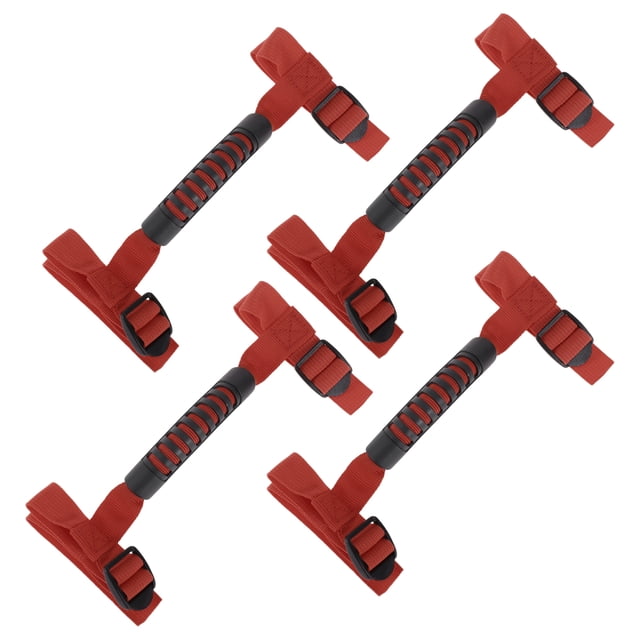 Mangos de agarre para barra de rodillo para Jeep Wrangler 1987-2021, soporte de mango de nylon rojo, 4 piezas
