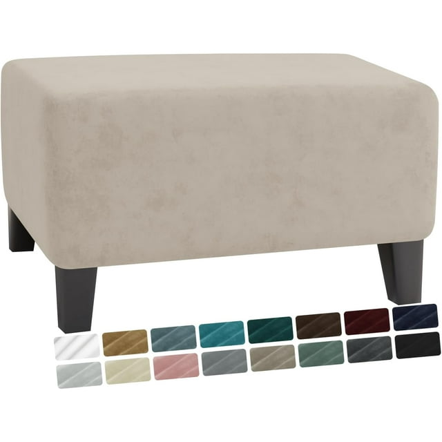 ASWZXCFGV Housse de Pouf en Velours Petite Housse Extensible Carrée Rectangulaire pour Repose-Pieds Housse de Rangement Pliable pour Salon avec Fond Élastique (Potman Petit Bleu Paon)