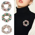 thumbnail image 2 of Women Scarf Fastener Sparkling Rhinestones Leaves Flower Shape Scarf Button Suits Coats Bags Scarves Badge Versatile Accessory, 2 of 8