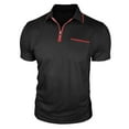 thumbnail image 3 of Bixock Tops for Men,Shirts for Men,Men's Casual Shirts Short Sleeve Lapel Color Zipper Pullover Solid Color Daily Wear Comfy Tops Shirts, 3 of 5