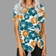 thumbnail image 3 of Blusas de Manga Corta para las Mujeres Botón Impreso Cuello Redondo Top Casual, Blusas para las Mujeres Casual, 3 of 5
