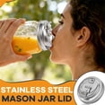 thumbnail image 4 of Mason Jar Drinking Lids, 1 Pc Stainless Steel Wide Mouth Mason Jar Sip Lid accessories, Anticracking Leak Proof Seal Flip Cap Cover Airtight Accessories for Drink, Silver, 4 of 9