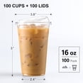 thumbnail image 3 of 16 Oz Plastic Cups With Lids 100 Pack,Disposable Plastic Cups for Party Drinks, Bubble Tea and Cold Beverage, 3 of 10
