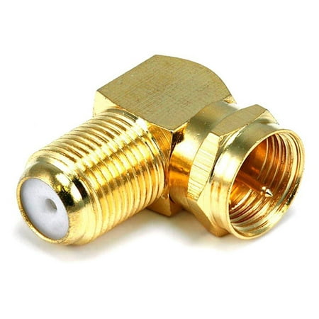 UPC: 0844660067757 | Monoprice F Type Right Angle Female to Male Adapter – Gold Plated