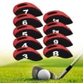 thumbnail image 2 of BAOSITY 9 Pieces Golf Iron Headcovers Golf Club Head Covers Irons Portable Golfer Equipment with Number Tags Golf Iron Head Protector Black Red, 2 of 8