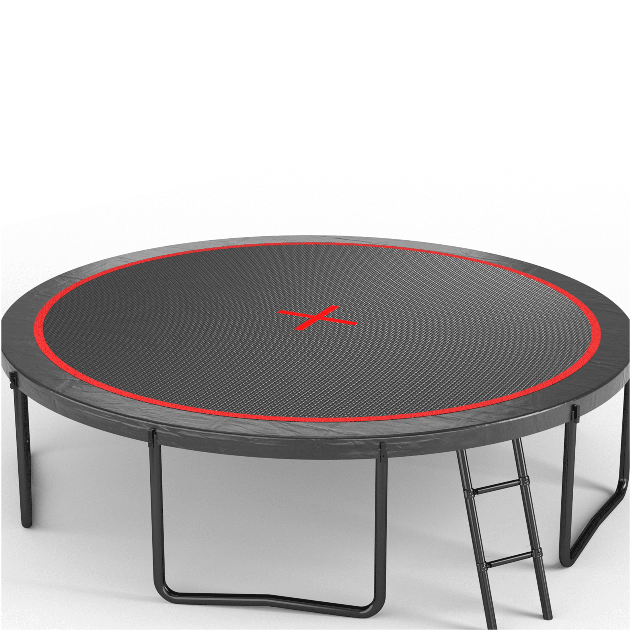 JERFIT 12FT Trampoline with Safety Enclosure Net, Basketball Hoop & Ladder, Outdoor Jumping Mat for Kids, Black and Red