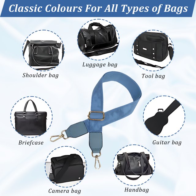 ZheElen Fine Stitching Shoulder Bag Strap No Loose Thread No Shedding Simple Bag Belt Light Blue