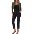 thumbnail image 2 of INSPIRAR CHIC Cárdigan Corto de Mujer con Mangas Largas y Cuello Redondo, Ligero, Color Verde Militar, 2 of 6