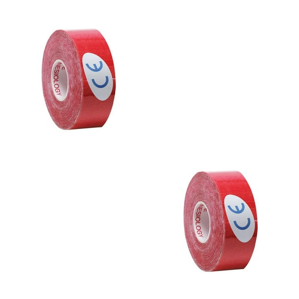 Greeniant Cinta elástica Soporte muscular Deportes Adhesivo Vendaje Gimnasio Fitness Correa muscular, Rojo 2.5cmx5m rojo 2.5 cm * 5m 2piezas