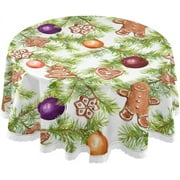 SKYSONIC Round Tablecloth 60In,Christmas Table Cover Water Resistant Spill Proof Large Table Cover for Indoor & Outdoor Family Gathering Dinner, BBQ Christmas Decoration129