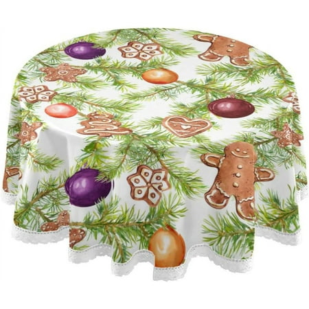 SKYSONIC Round Tablecloth 60In,Christmas Table Cover Water Resistant Spill Proof Large Table Cover for Indoor & Outdoor Family Gathering Dinner, BBQ Christmas Decoration129