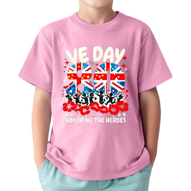 TAIAOJING T-Shirts Polyvalents Garçon Fille Imprimé Étoile Lettre Manches Courtes Col Rond T-Shirts Drapeau Haut pour Nourrisson à Adolescent Coupe Décontractée Léger Usage Quotidien