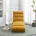 thumbnail image 4 of Newest Luxury Chaise Lounge with Vibration Function, Modern Fixed Back Recliner, Mustard Yellow, 4 of 13