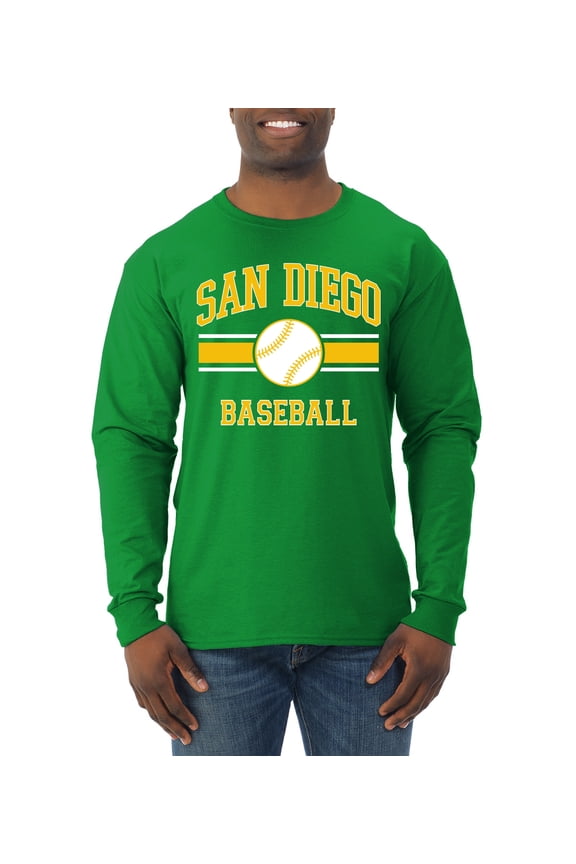 City of San Diego Baseball Fantasy Fan Sports Men's Long Sleeve T-Shirt, Kelly, Large