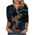 thumbnail image 1 of Blusa de manga 3/4 con botones y cuello redondo para mujer Pompotops FGAJ2360, 1 of 5